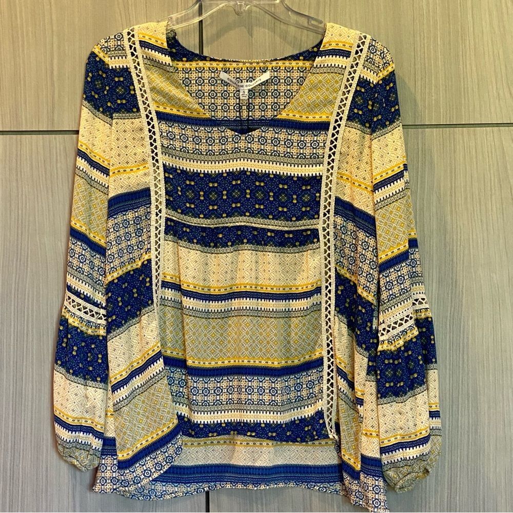 Collective Concepts Blouse with Crochet Trim Size S NWT